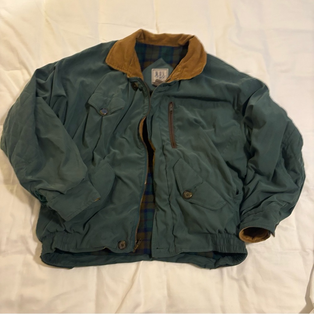 Vintage Green Jacket with Brown Accents